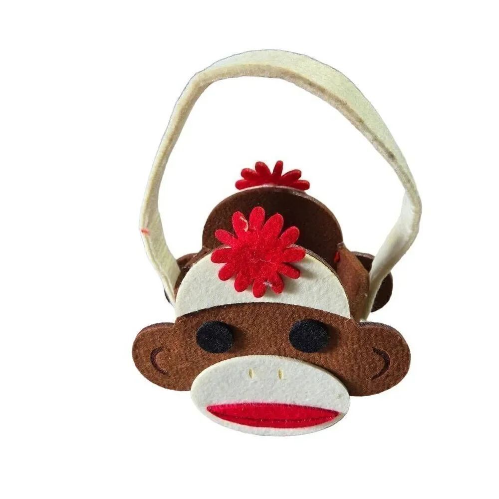 Sock Monkey Felt Bag 9x4.5"